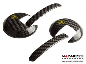 FIAT 500 Interior Door Handle Kit - Carbon Fiber - Yellow Scorpion Design